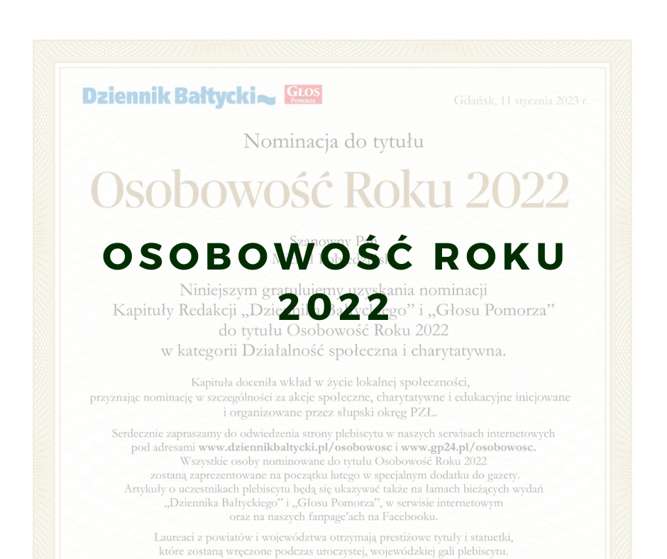Nominacja Do Tytułu „osobowość Roku 2022” Zarząd Okręgowy Słupsk 